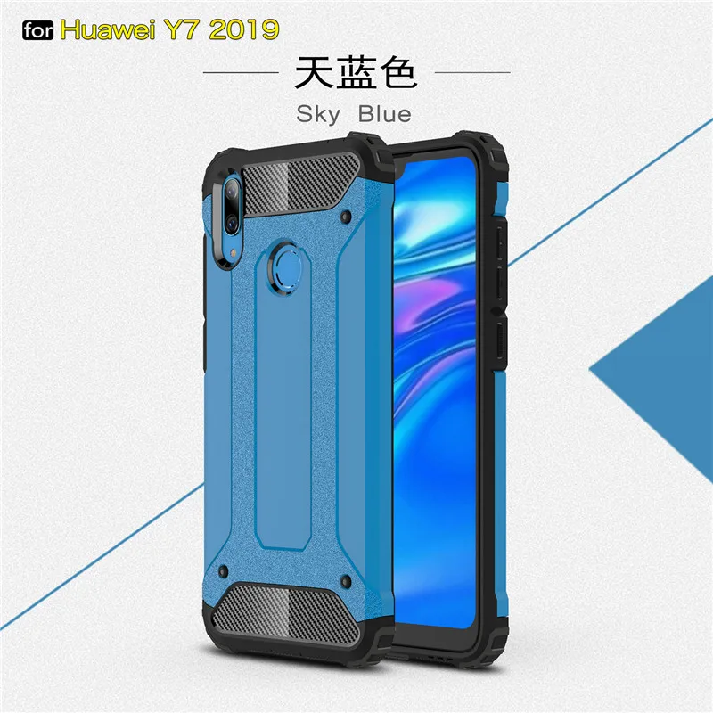 Чехол для Huawei Y7 Prime 2019 противоударный мягкий силиконовый + жесткий пластиковый