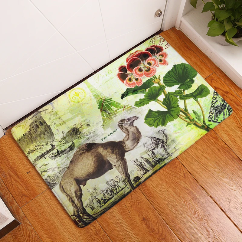 2017 новые ковры с принтом цветов и животных Нескользящие кухонные коврики для