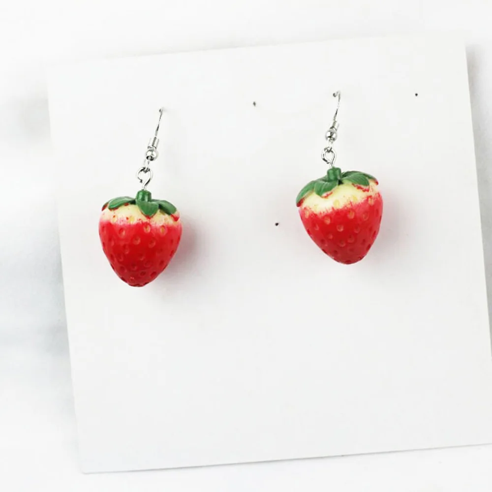 1 пара фрукты Клубника серьги женский прекрасный девушка моделирование Красной