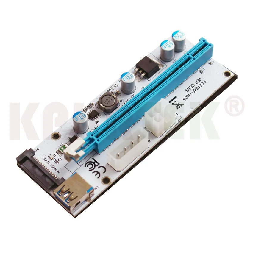 VER008S Molex 4Pin SATA 6PIN PCIE PCI E адаптер Riser Card 1X до 16X100 штук| |