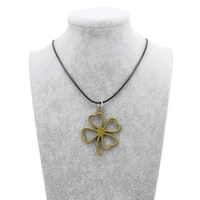 original new girls leather chain retro clover choker necklace women vintage flower pendant necklace female jewelry party gift