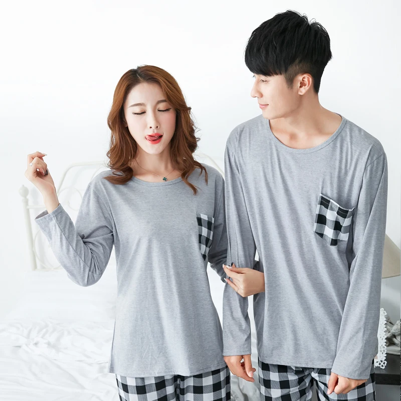 2019 осень и зима любителей пижамы весна плед простой мужской с длинными рукавами