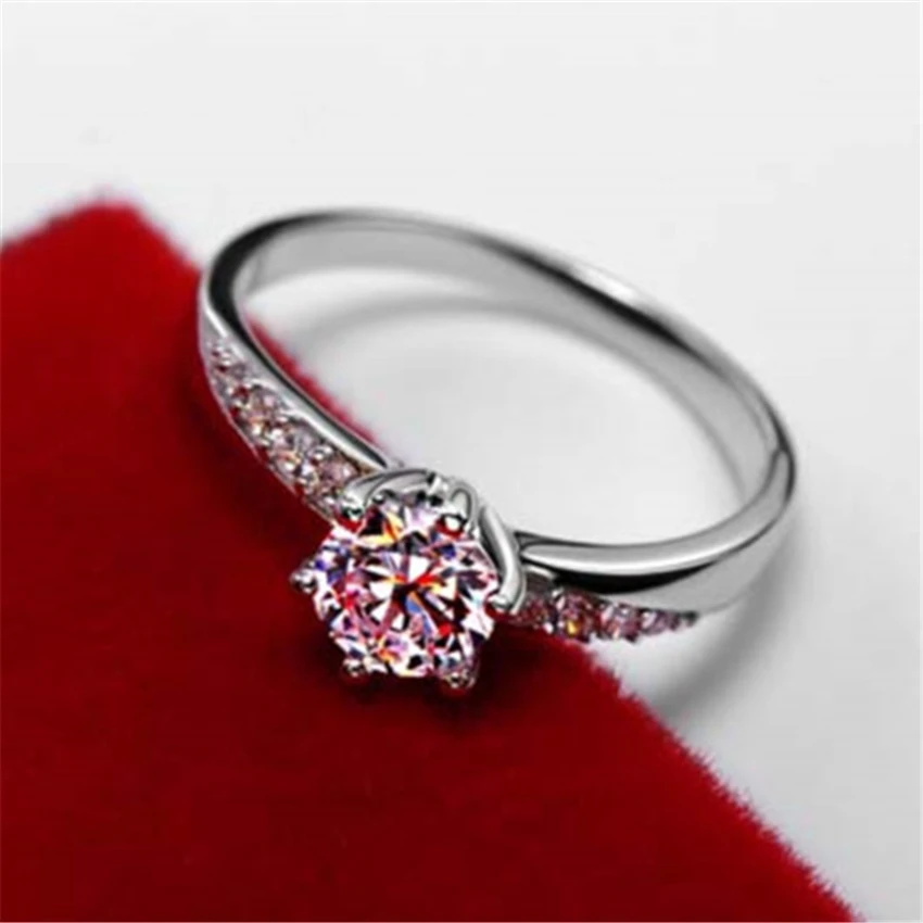 Интенс довольно 0.6Ct 5,5 мм круглой огранки G-H синтетический Бриллиант Кольцо Настоящее 925 пробы Серебряное кольцо Роскошный Качество Jewel