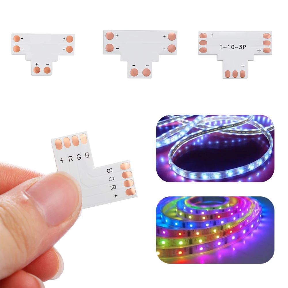 5 шт. L T X форма RGB RGBWW Светодиодная лента Угловой коннектор; pcb; плата 8 мм 10 мм 12 мм 2pin 3Pin 4pin 5pin 6Pin одноцветная RGB RGBW