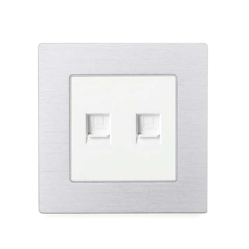 Double Rj45 Rj45 настенная розетка Интернет-розетка с ТВ розетка настенные данные двойная компьютерная розетка алюминиевая металлическая панель RJ45 Интернет компьютер - Тип: Double Rj45