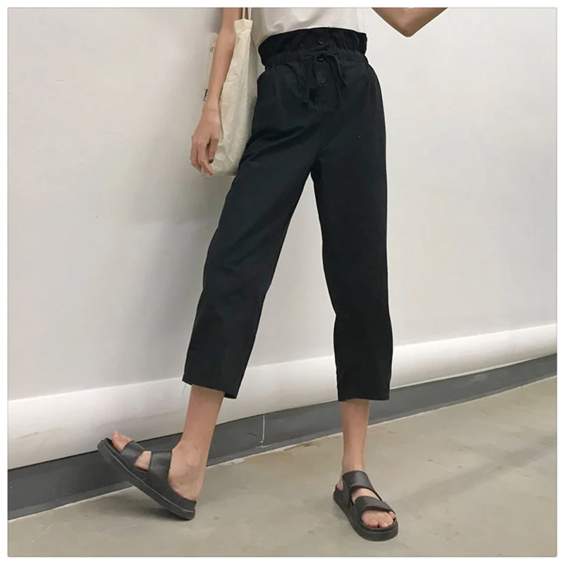 Женские брюки карго с высокой талией летние свободные уличные в японском стиле