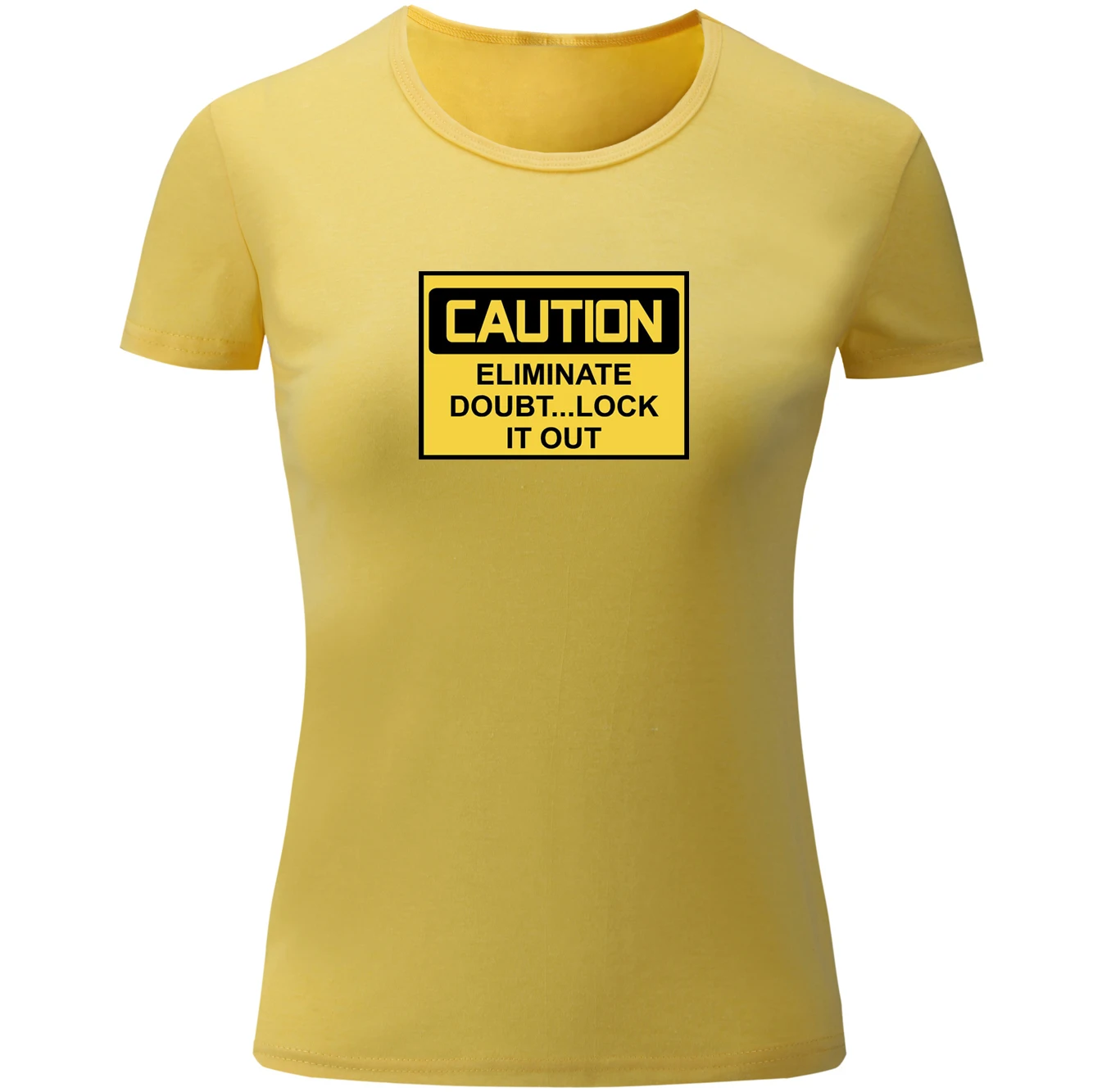 Caution Eliminate Doubt Lock It Out Print Short Sleeve T Shirt Women Cotton Loose Girl's Ladies T-shirt Summer Basic Tee Tops | Женская