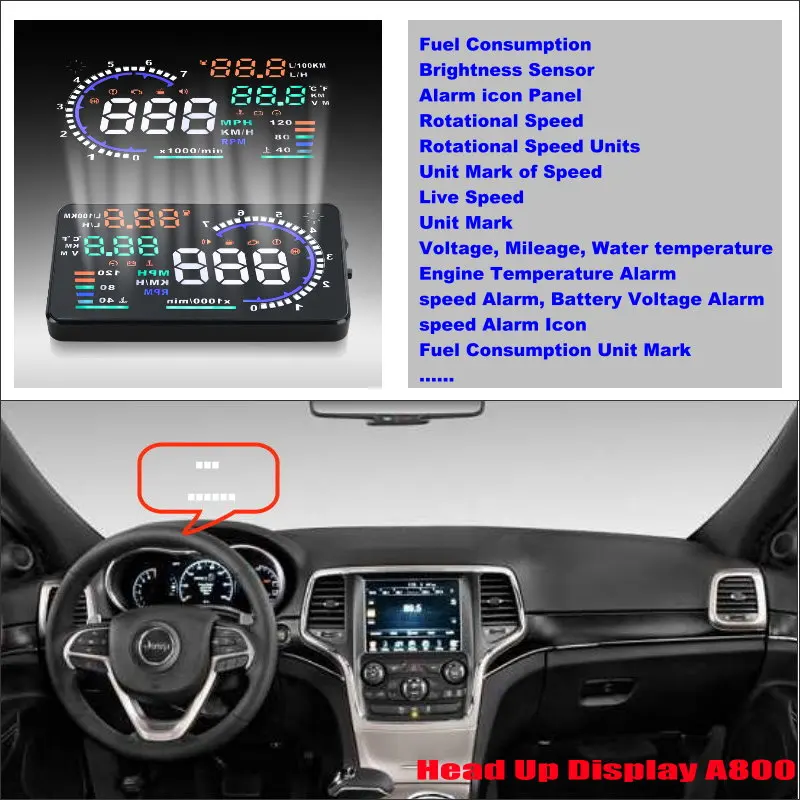 For Jeep Grand Cherokee 2010-2019 AUTO Car OBD HUD Head Up Display Driving Saft Screen Projector Reflecting Windshield