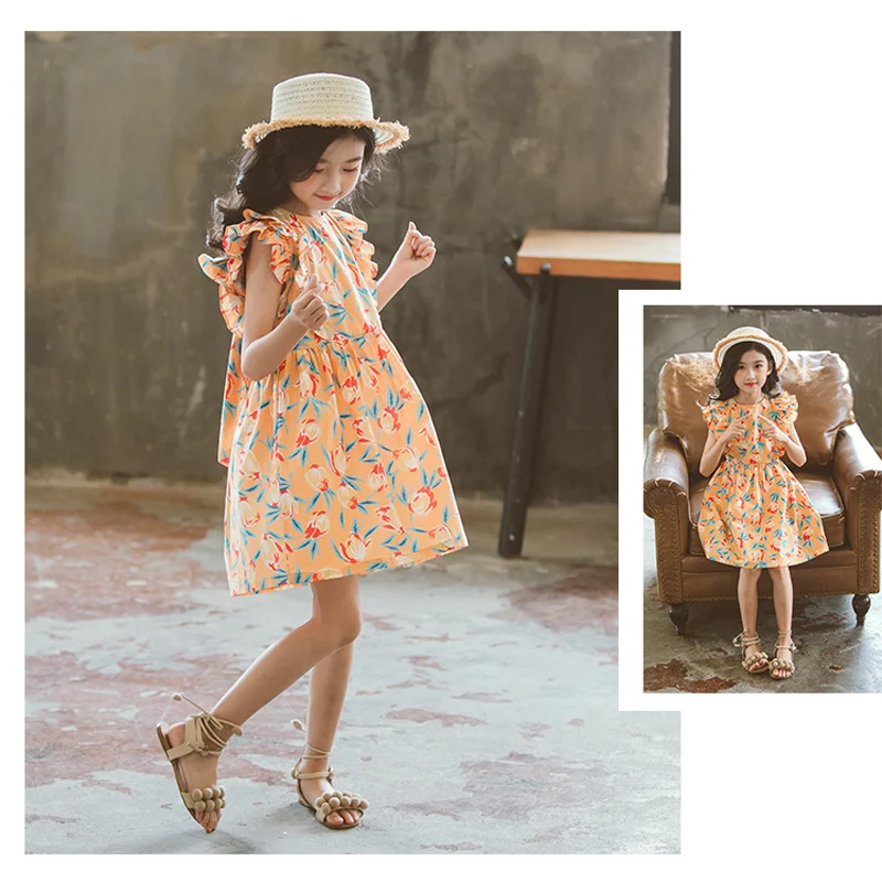 Детское летнее платье с цветочным принтом на возраст 2-12 лет | Детская одежда и