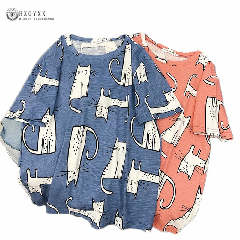 Футболка женская с принтом белого кота хлопковая рубашка коротким рукавом