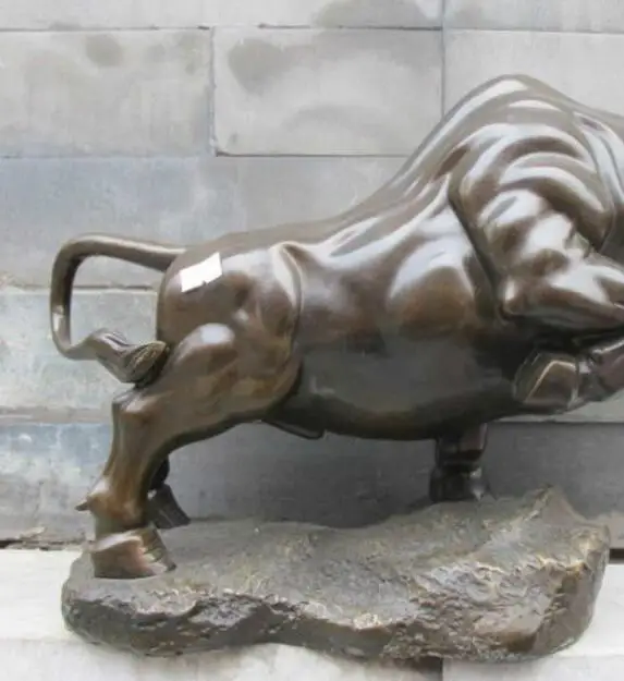 Chinese Pure Bronze statue Classic Wall Street GOOD LUCK OX Art Sculpture | Дом и сад