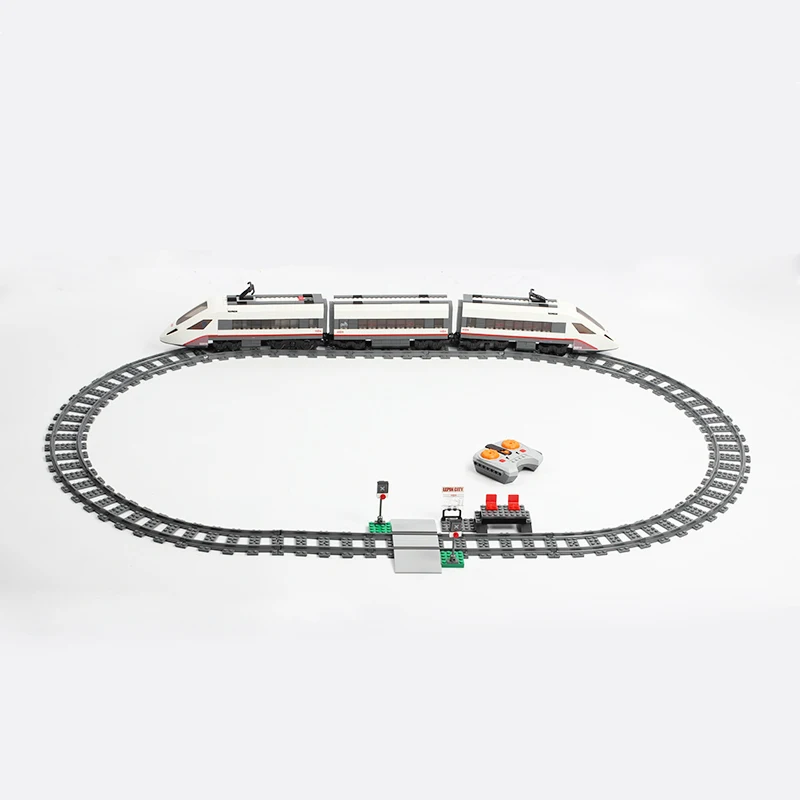 Lepinblocks RC моторная железная дорога 02010 город высокоскоростные пассажирские строительные блоки технические железнодорожные станции создатель 60051 кирпичная игрушка