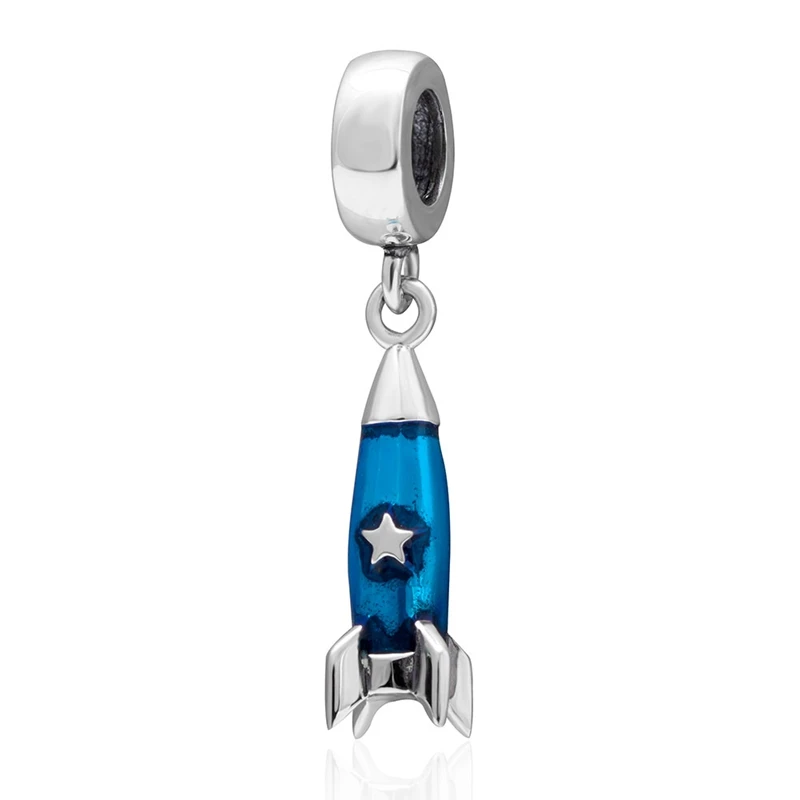 Blue Rockets Charm Sambaah автобус мира воздушный шар шармы 925 стерлингового серебра Транспорт Бусины Подходят Pandora путешествия праздничный браслет - Цвет: Blue Rockets Charm