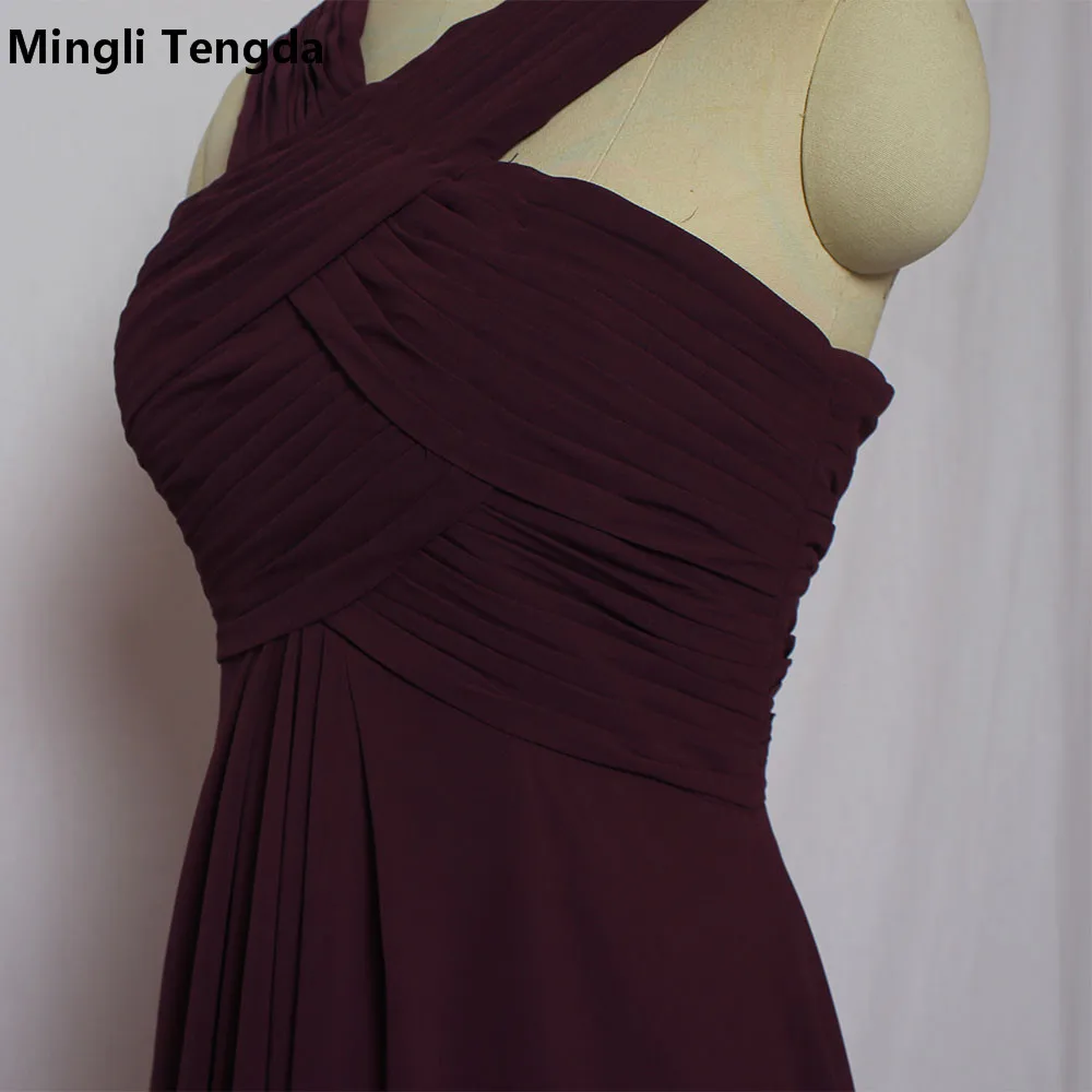 Mingli Tengda Purple/Black Bridesmaid Dresses 2018 Short Halter Dress Backless Chiffon Wedding Party for Women | Свадьбы и торжества