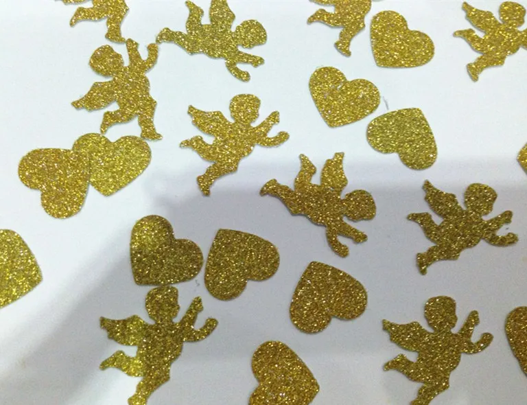 Ручная работа блестящий золотой мини ангел сердце конфет искусственный стол