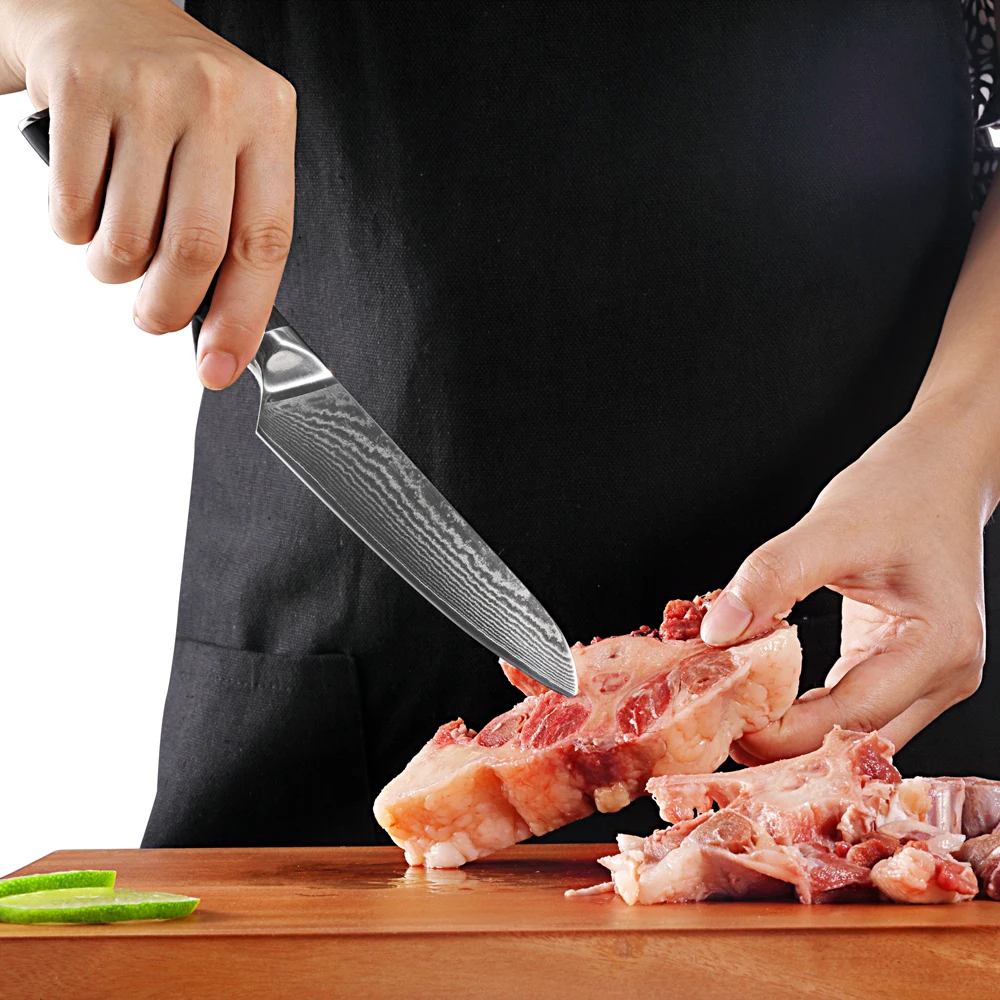 Дамасский нож шеф повара 67 слоев VG10 Дамасская сталь 5 дюймовый Santoku Pakka деревянная