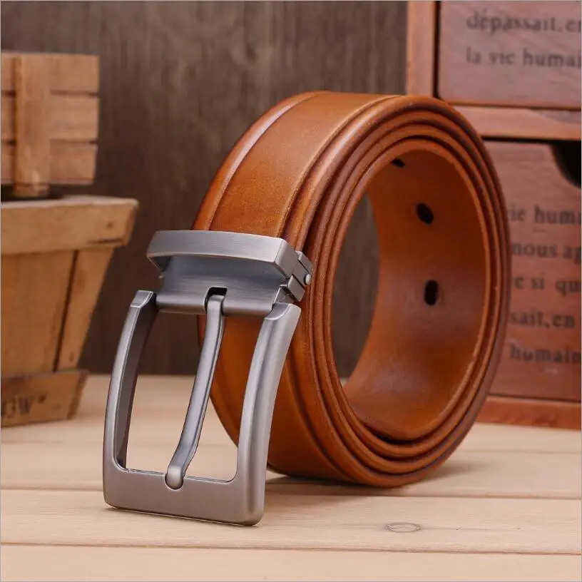 

Pin Buckle Top Layer Genuine Leather Men Luxury Belt Cowskin Male Vintage Jeans Waistband Quality Assuarance XKS105