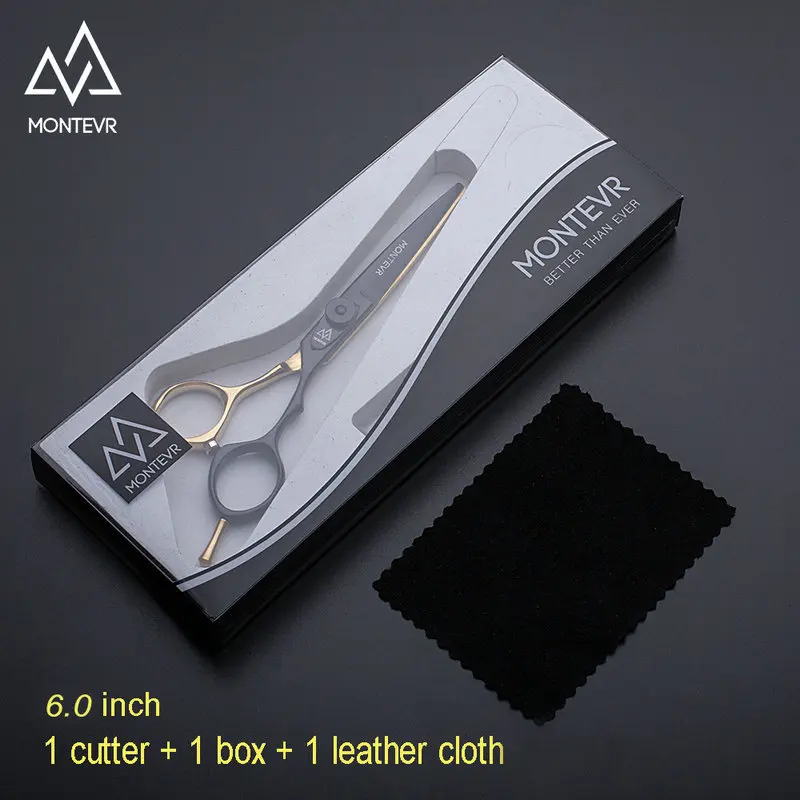 Gold leather set 6.0 MONTEVR профессиональные 5,5 дюймовые японские ножницы для волос с ручным регулируемым винтом Парикмахерские ножницы парикмахерские ножницы - Цвет: Gold leather set 6.0