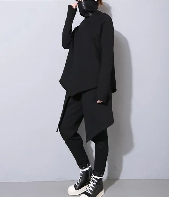 2018 women's fashion pants Europe two thick hannun feet slim female Elastic waist trousers black |