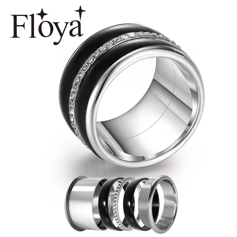 Floya Сменные кольца из нержавеющей стали обручальные для женщин Классические