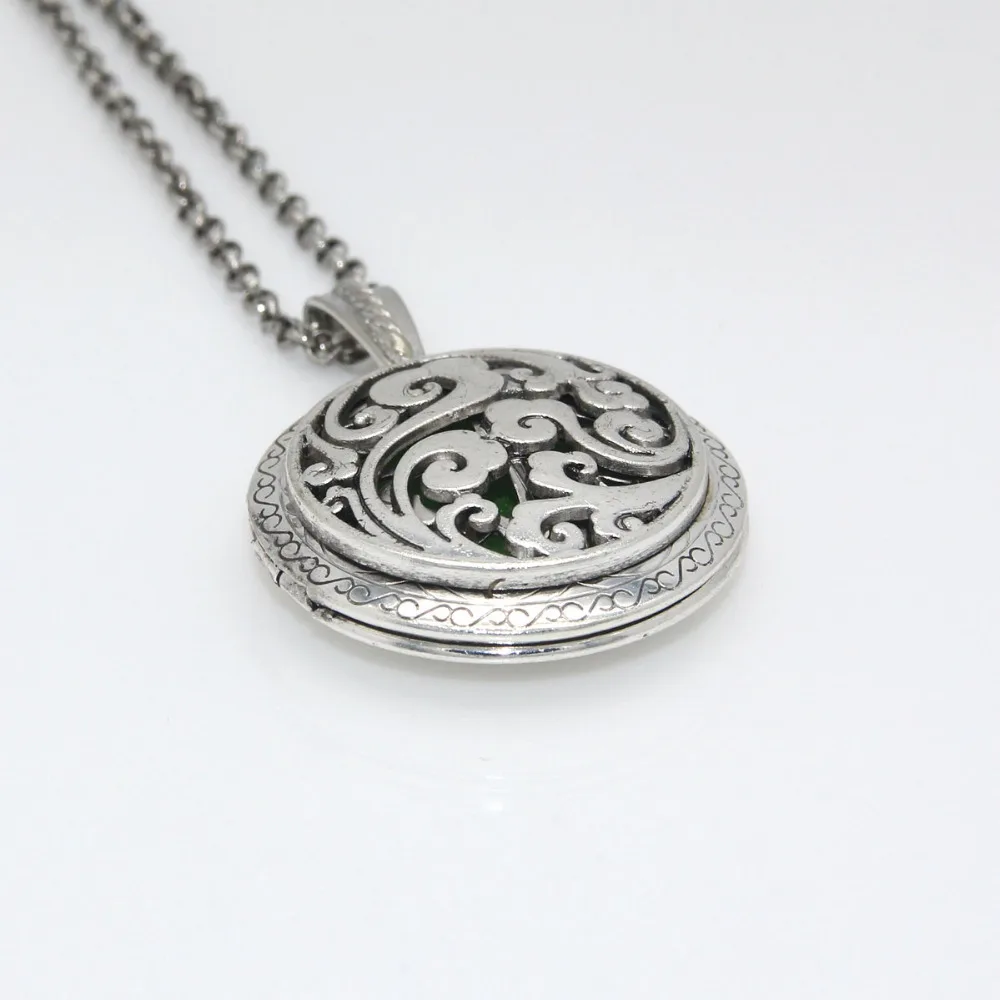 10PCS Antique Silver Auspicious Clouds Living Memory Round Locket Aromatherapy Pendant Essential Oil Diffuser Necklace Gift | Украшения и