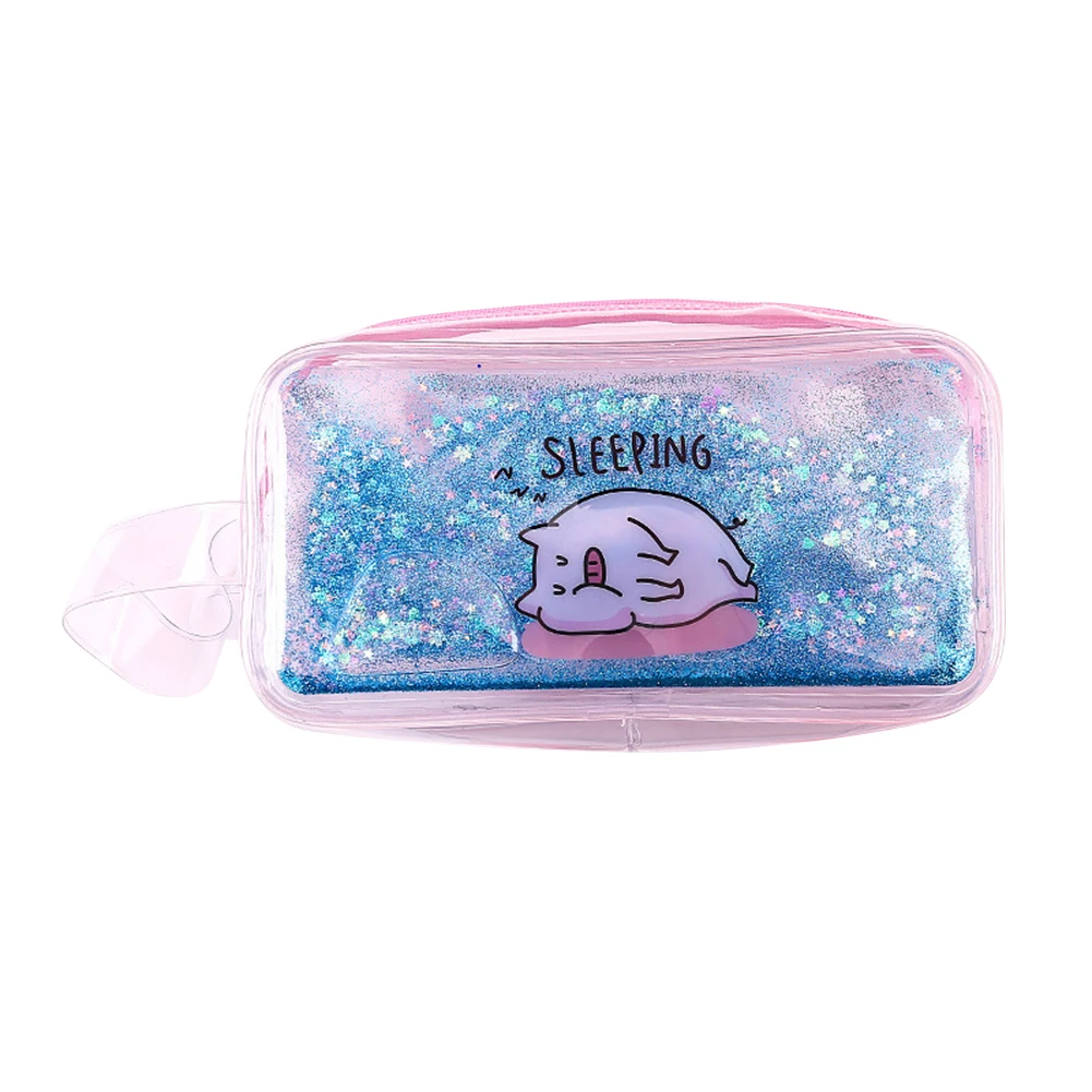 

Fashion Practical Cartoon Mermaid Pig Flower Quicksand Oil Transparent Pencil Case Stationery Bag