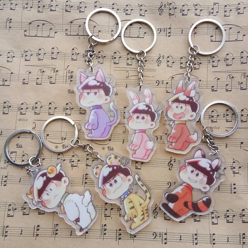 6 шт./компл. аниме брелок Osomatsu San Mr. Choromatsu Matsuno Ichimatsu версия животных Portachiavi