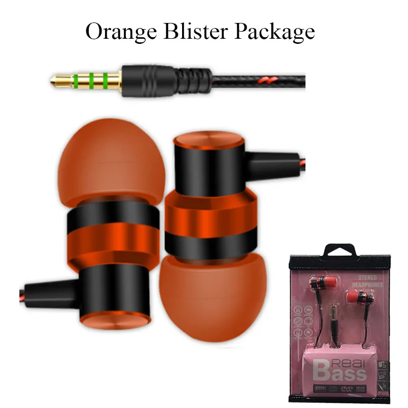 Orange Blister Стерео наушники BOORUI Auriculares B01, стерео наушники с басами, разъем 3,5 мм, наушники-вкладыши для смартфонов - Цвет: Orange Blister