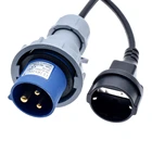 Переходник IEC 60309 316P6 на розетку Schuko CEE77, Подключите штекер Schuko к штепсельному шнуру питания 306C6, проводу IPX67, толщиной 1,5 мм
