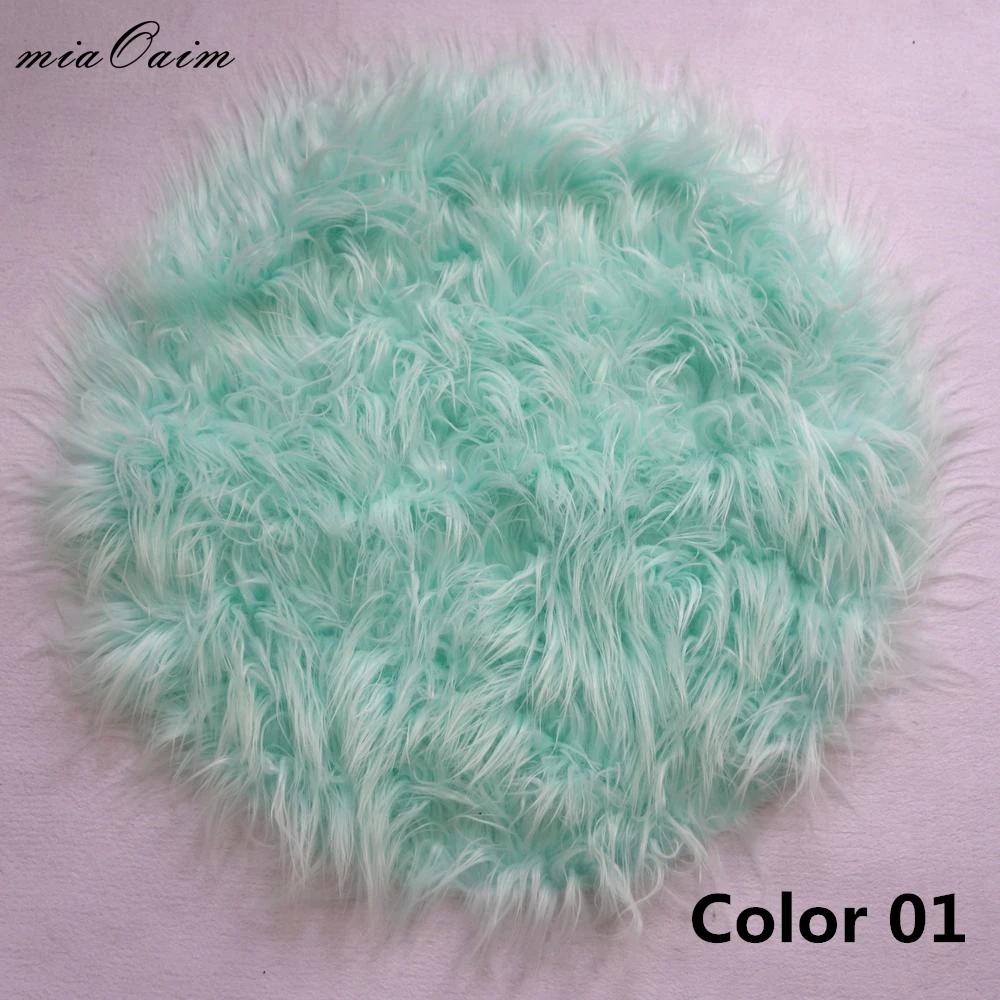 

3Colors/Lot Diameter=56cm Tibet lamb Fur Round Cushion Blanket Newborn Baby Photography Props Basket Stuffer Filler Backdrops