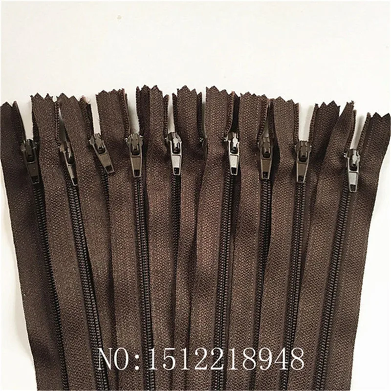 coffee 10-100 шт 3# закрытый конец нейлоновые катушки молнии портной Швейное Ремесло(22 дюйма) 55 см Crafter's& FGDQRS(20/цвет U PICK - Цвет: coffee