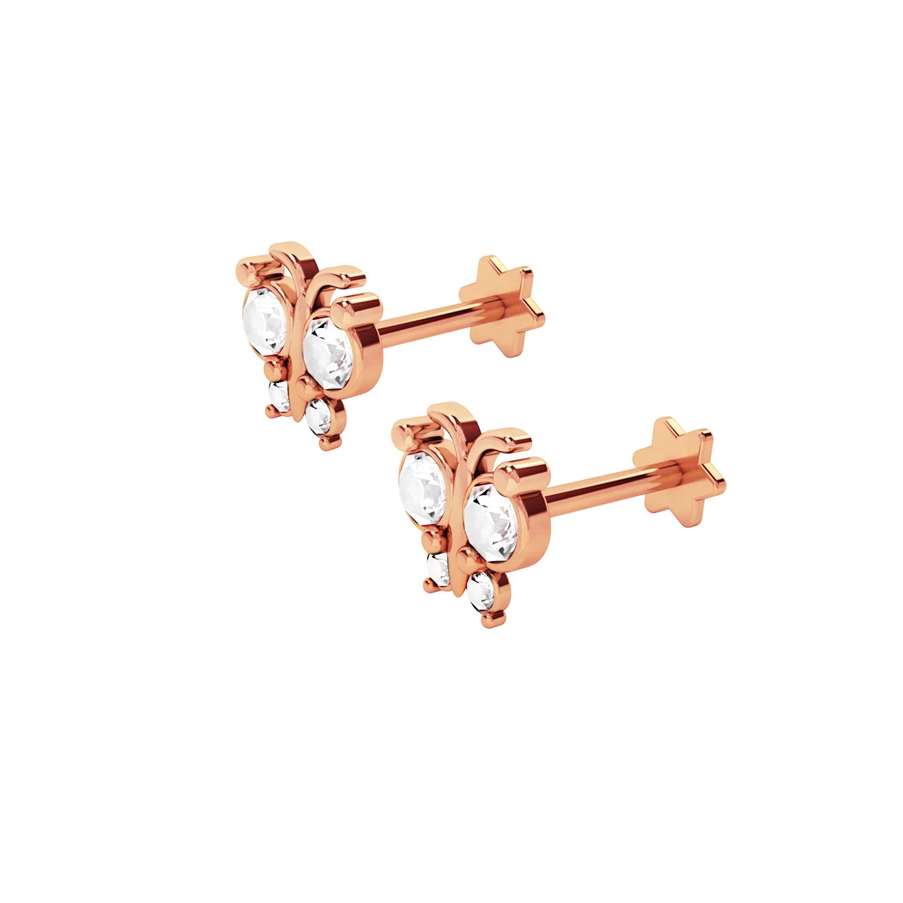 63Rosegold Новое поступление золотой геккон квадратный кристалл Козелок Уха Пирсинг штекер из нержавеющей стали Daith серьги спиральный для хряща Лабрет шпильки для губ - Окраска металла: 63Rosegold