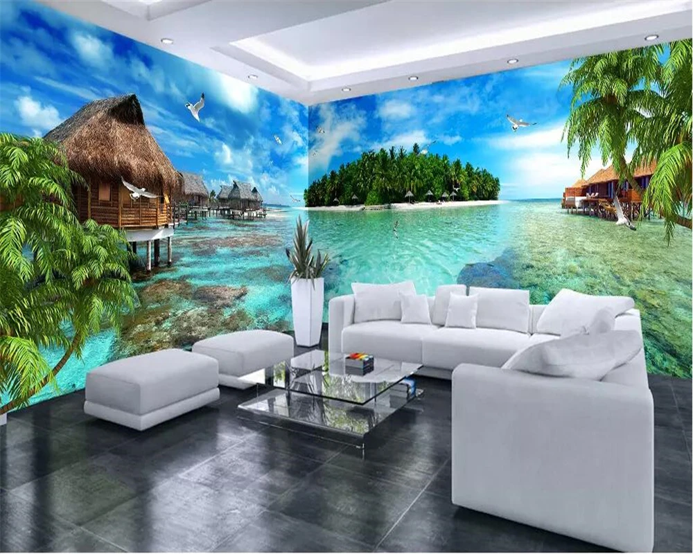 Обои на заказ 3d объемная Настенная картина морской пейзаж остров весь дом фон для