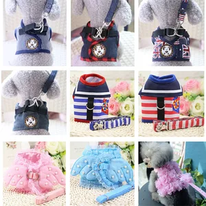 Шлейка для собаки домашнего животного-шлейка с поводком для щенков и кошек, небольшой Воздухопроницаемый ошейник для чихуахуа, мопса, бульдога, кошек