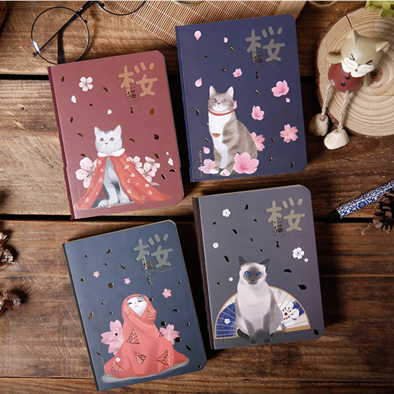 Kawaii вишня в цвету кошка блокнот твердом переплете Высокое качество DIY дневник