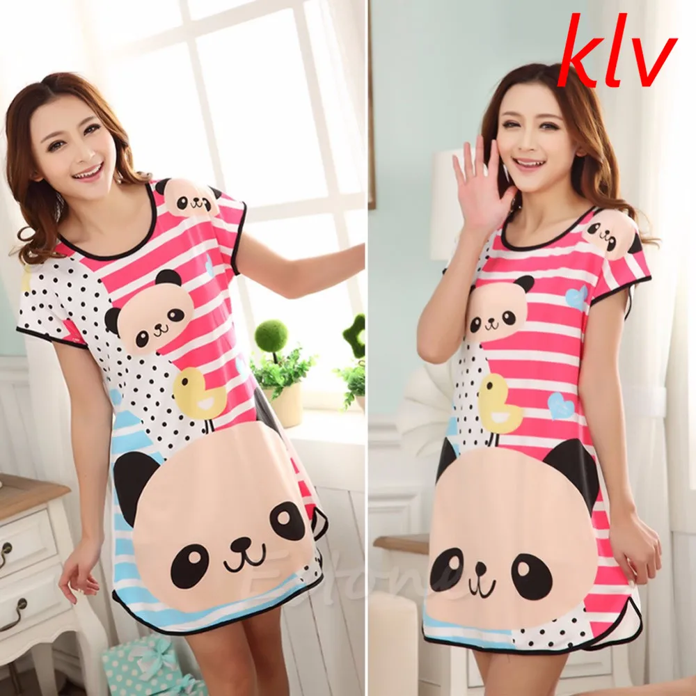 KLV 2018 лето vestidos Женская милая мультяшная Пижама с точками коротким рукавом Ночная