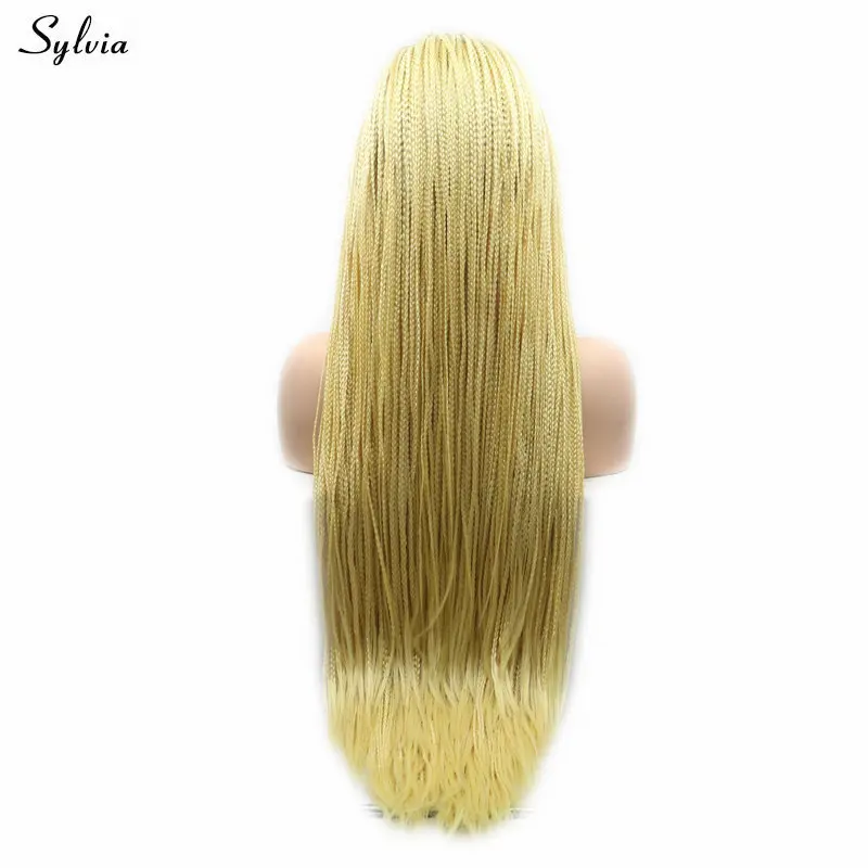 #613 Sylvia плетеные парики Желтый/#613/розовый красный/коричневый/мятный зеленый/красный синтетический парик с косами для женщин натуральный волос - Цвет: #613
