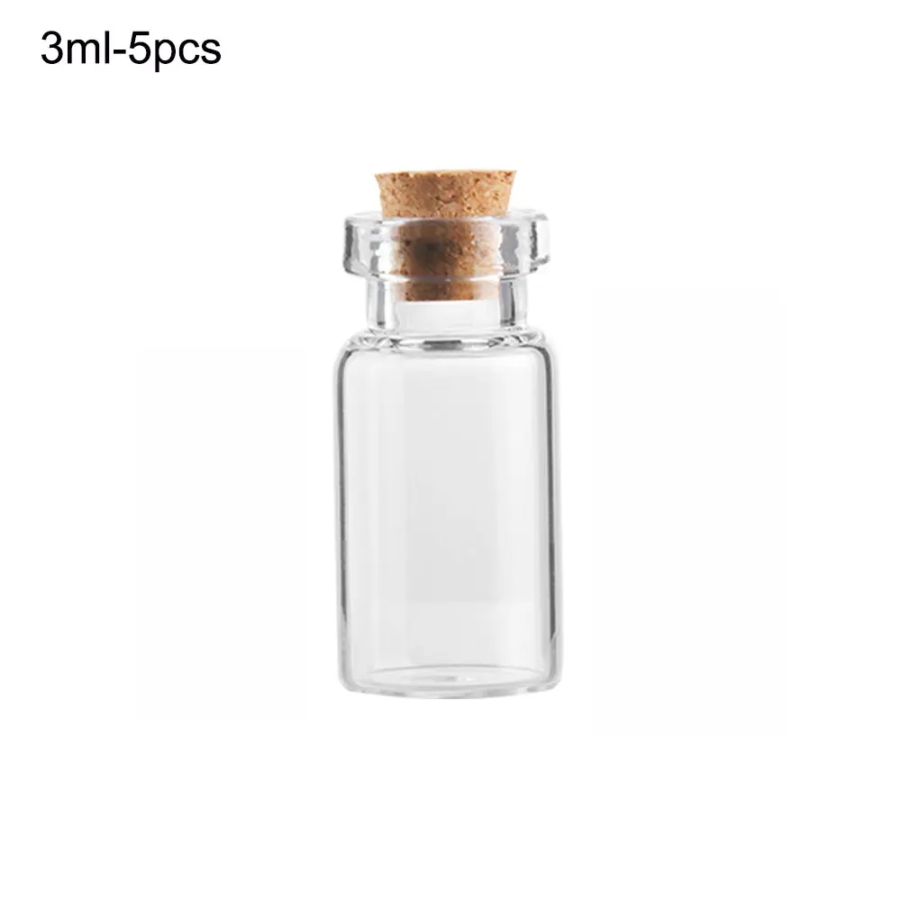 3ml 5 шт./упак. Мини стеклянные бутылки с пробкой пустой образец банки Желая бутылки Свадебные украшения дома Подвески корковой пробкой флакон для хранения - Цвет: 3ml