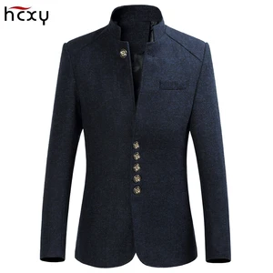 Мужской повседневный костюм HCXY 2019 в стиле ретро с китайским воротником, мужские деловые блейзеры, мужские куртки большого размера, пальто