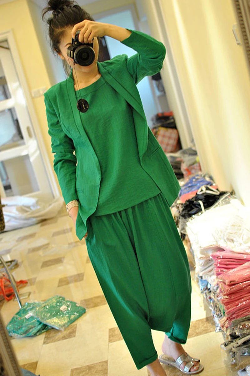 Модный женский комплект Новинка весна осень 2019 модные однотонные шаровары в