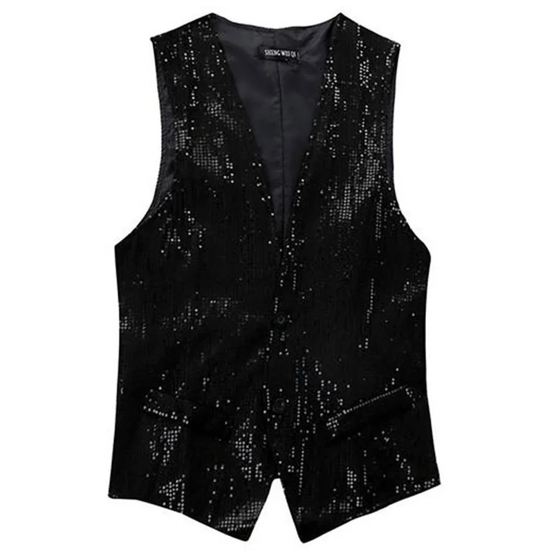 

Men's Sequins Vest Stage Cosplay Waiter Show Vest Waistcoat Cosplay Waiter Show Sequins Waistcoat Gilet Vest Men Suit