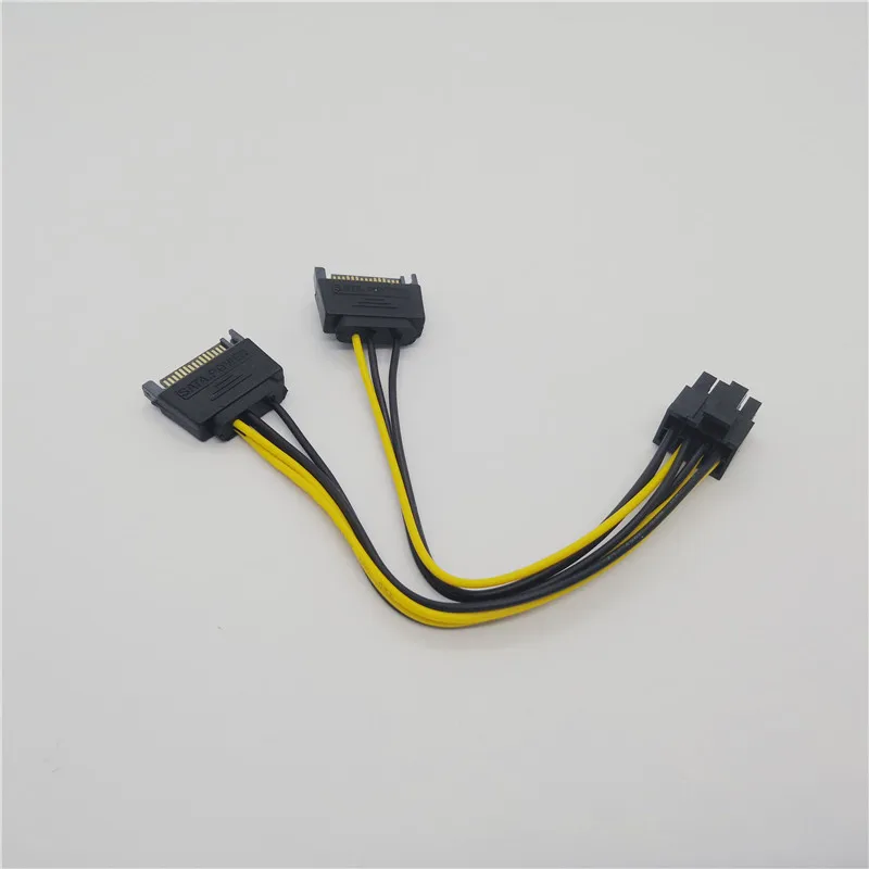 Удлинитель питания 20 см 2 порта 15Pin SATA к PCI E 6 + 8Pin для графического майнинга
