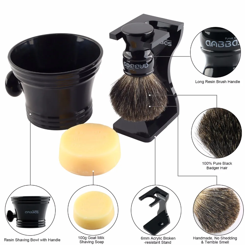 Anbbas кисть для бритья Черный барсук волосы акриловая подставка чашка и мыло|shaving