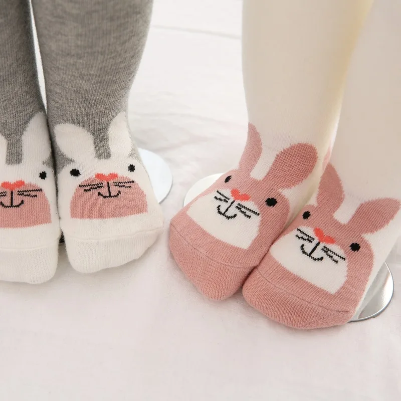 Колготки для новорожденных; колготки для мальчиков и девочек 0-3 лет; теплые мягкие хлопковые гетры с рисунком кролика; детские чулки для малышей
