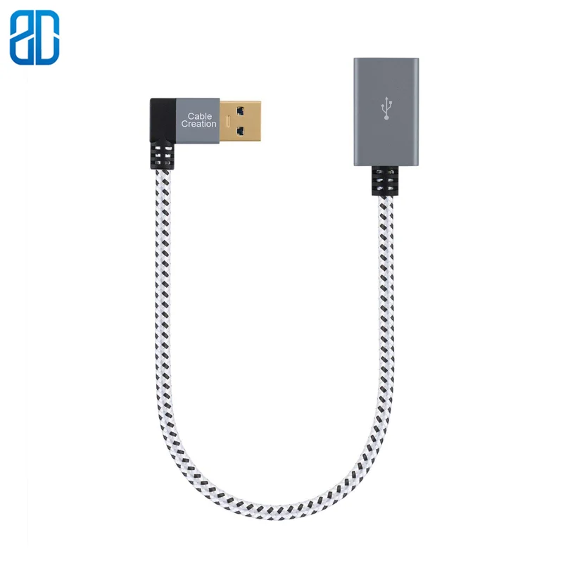 Короткий Удлинительный Кабель USB 3 0 правый угол удлинитель для мужчин и женщин