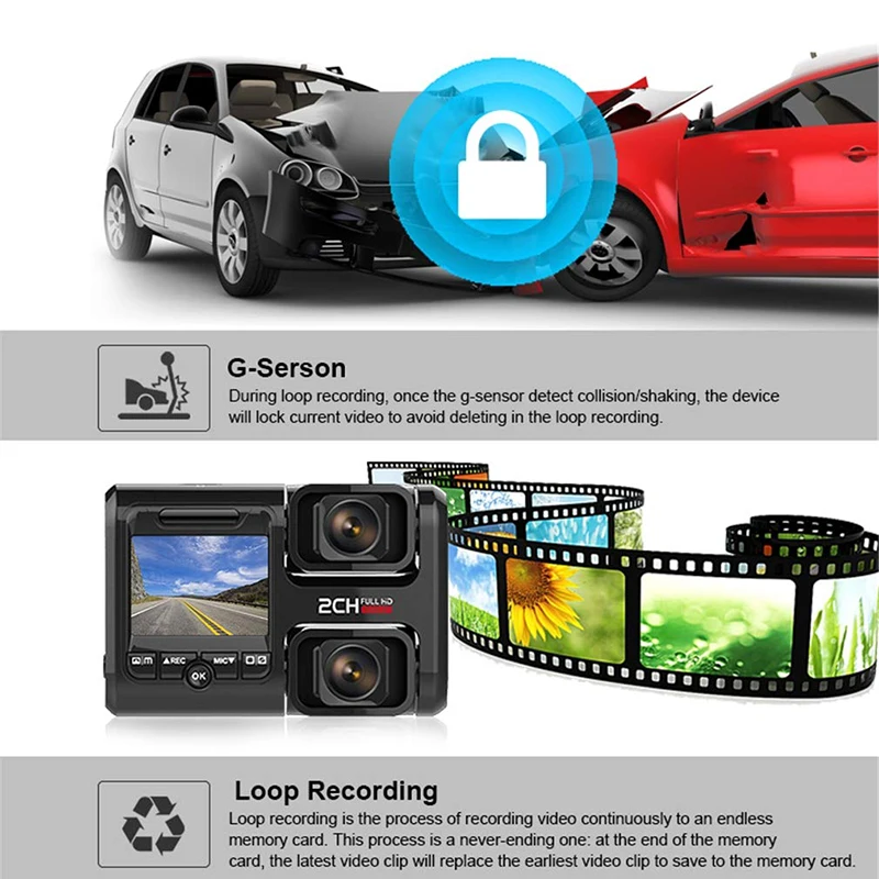 JUEFAN двойной видеорегистратор WiFi GPS 1080P передний и задний Автомобильный с 2 0