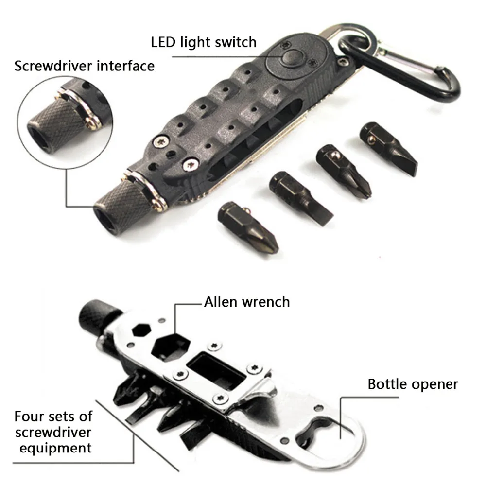 

Pocket Tools EDC Keychain Screwdriver With Slotted,Phillips Hex Screwdriver Sets Wrench Opener Multifunctional Outdoor Tool