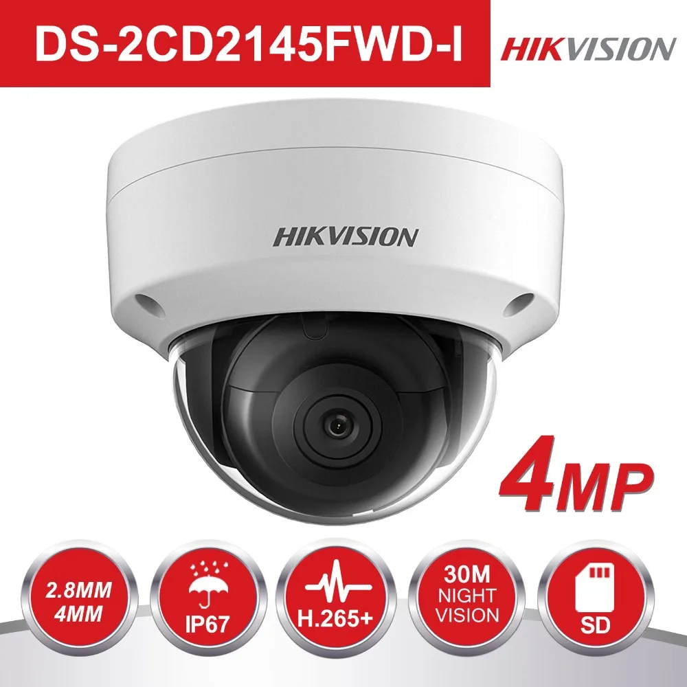 HIK Darkfighter PoE IP Камера открытый DS-2CD2145FWD-I 4MP WDR IR Видео видеонаблюдения безопасности камера; sd-карта слот