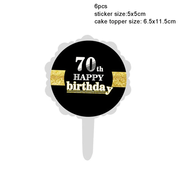 70th birthday LAPHIL 6 шт. 16 18 21 30 40 50 60 70, 80, 90, день рождения торт Топпер Happy День рождения украшения для взрослых Юбилей вечерние свадебные сувениры - Цвет: 70th birthday
