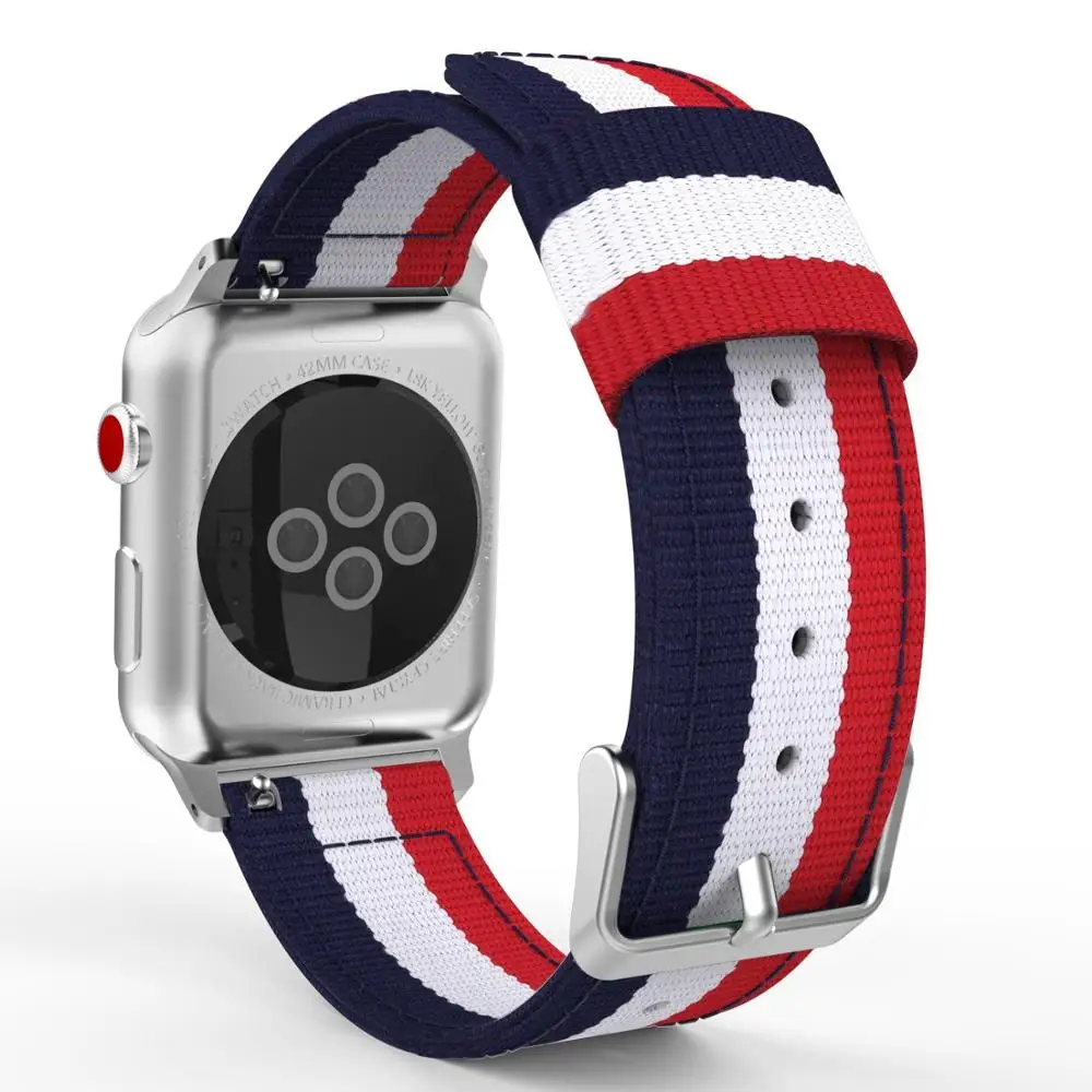 Ремешок нейлоновый для Apple watch band 44 мм 40 браслет iWatch 42 38 полосатый apple series 3 4 5 se 6|band